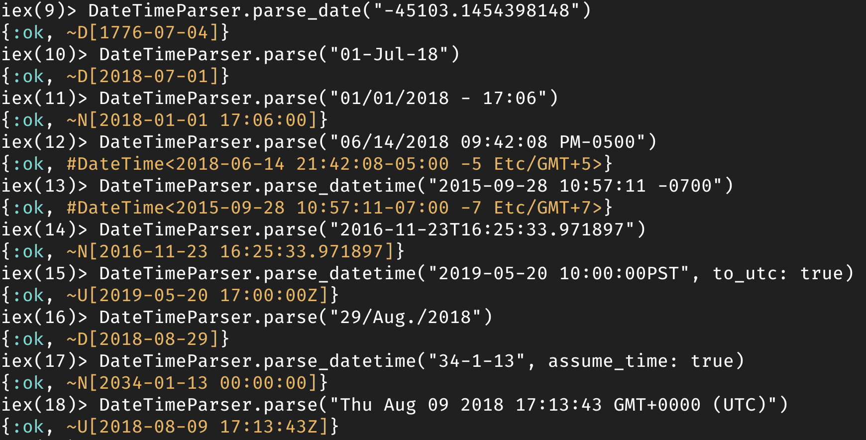 DateTimeParser sample usage screenshot