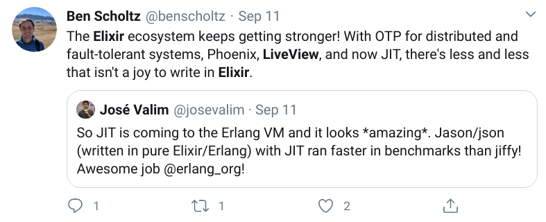 With OTP for distributed and fault-tolerant systems, Phoenix, LiveView, and
now JIT, there's less and less that isn't a joy to write in Elixir